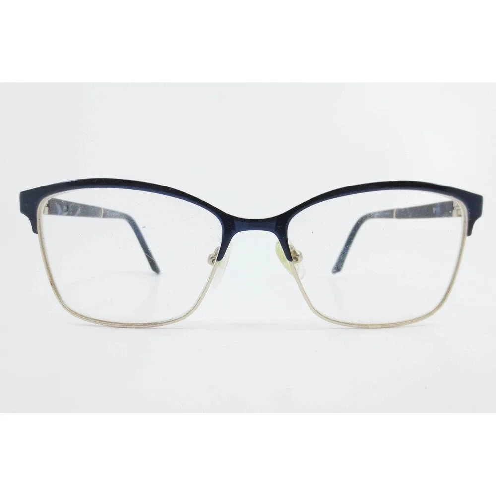 Kay Unger New York K253 NAV Eyeglasses Navy Gold Cat Eye Frames 56-17-140